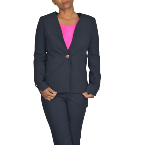 Ted Baker Cerisa Pant Suit Set Navy Blue Blazer Virgin Wool Power Career Work 4 - Picture 8 of 16